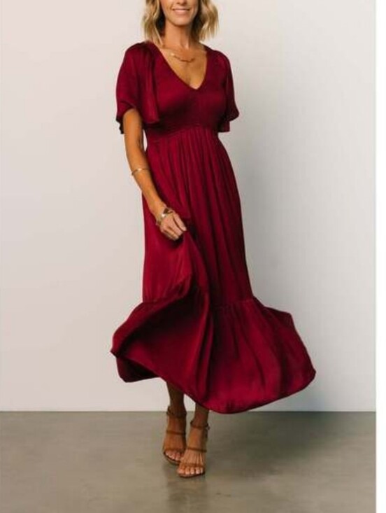 Baltic Born Dresses & Skirts - NWT Baltic Born Lovell Smocked Midi Dress Wine Red Size M